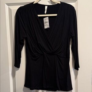 Loveappella Black Wrap Blouse